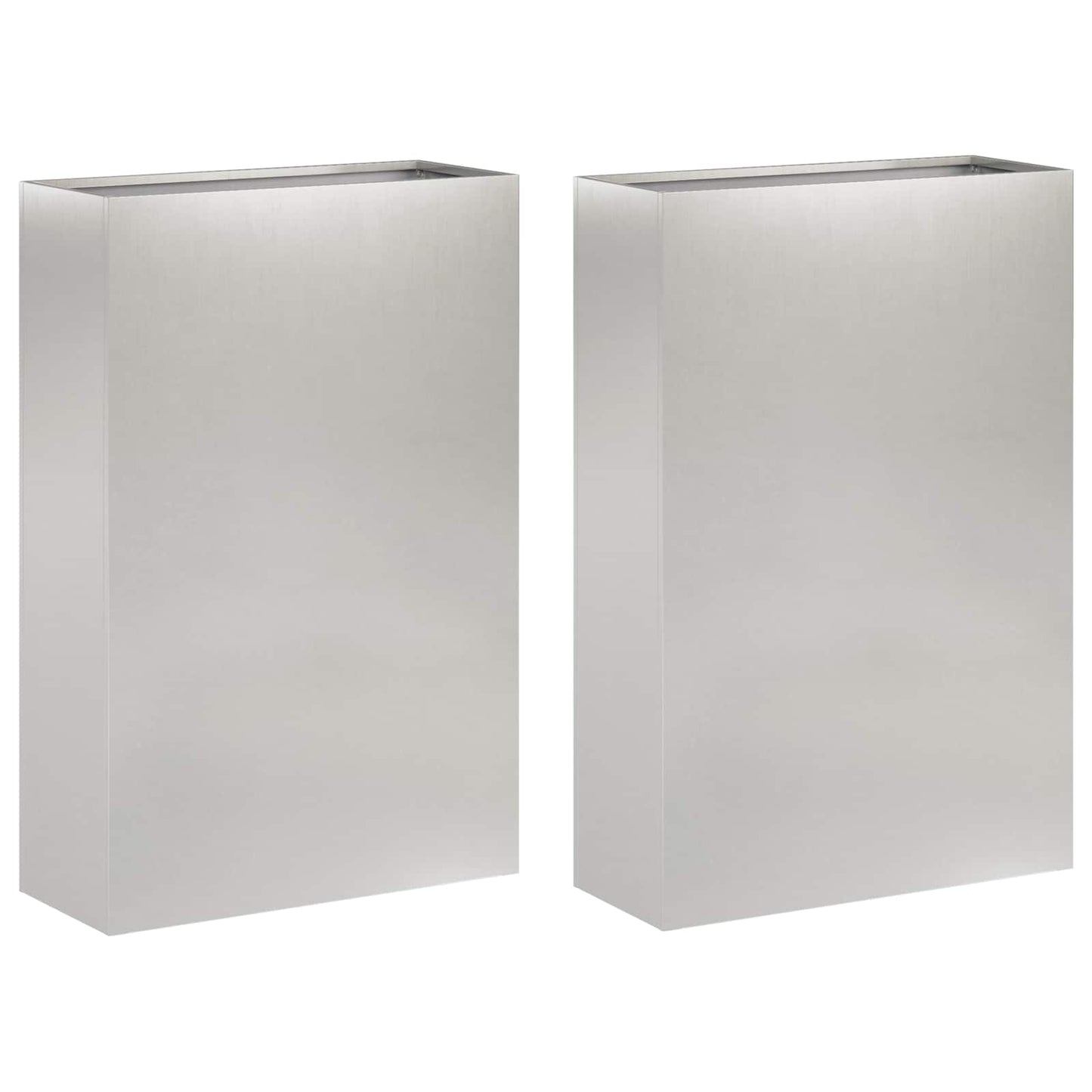 Garden Planter 2 pcs Silver 50 x 20 x 75 cm Stainless Steel