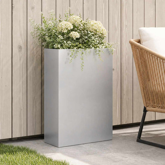 Garden Planter Silver 50 x 20 x 75 cm Galvanised Steel