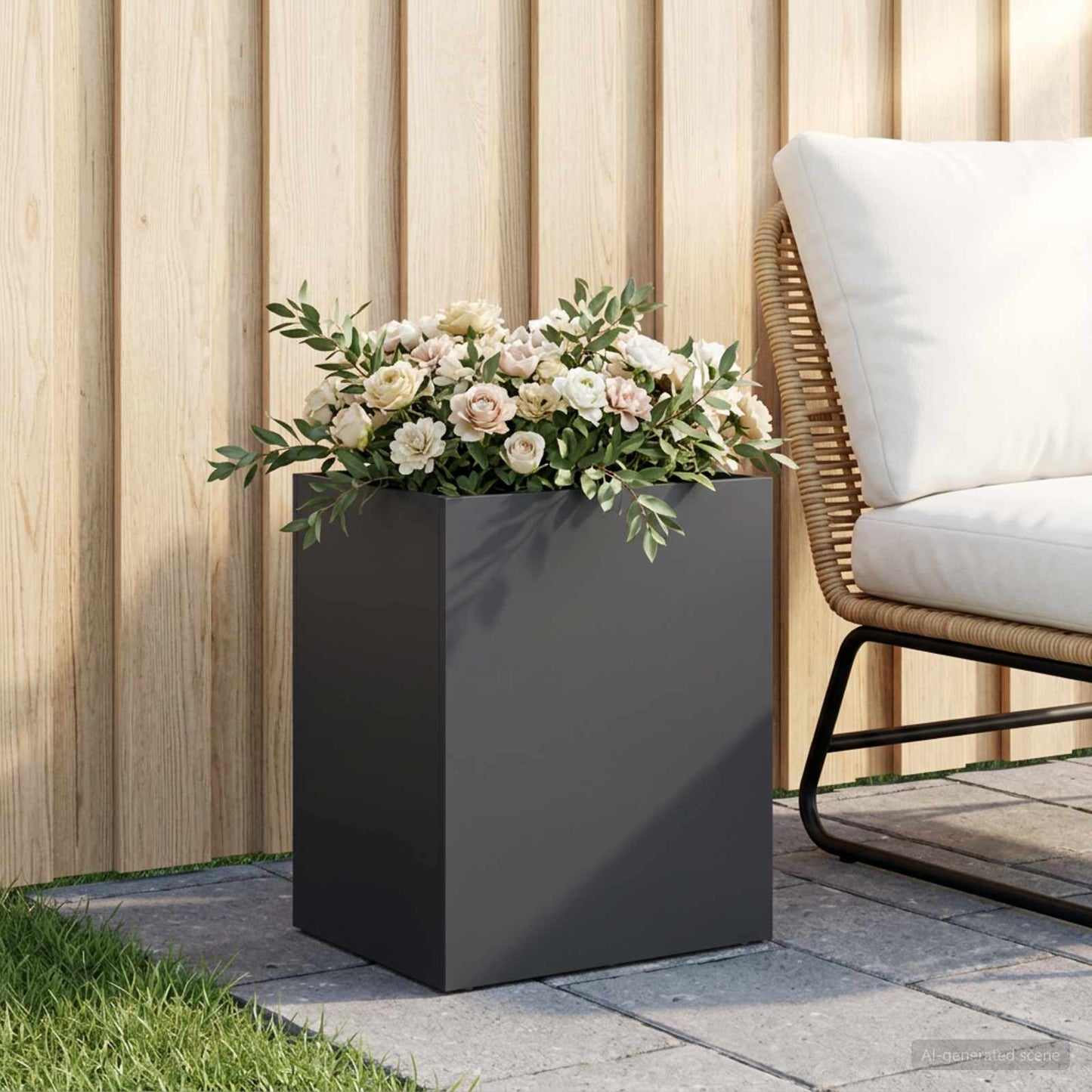 Garden Planter Black 40 x 30 x 40 cm Cold-rolled Steel