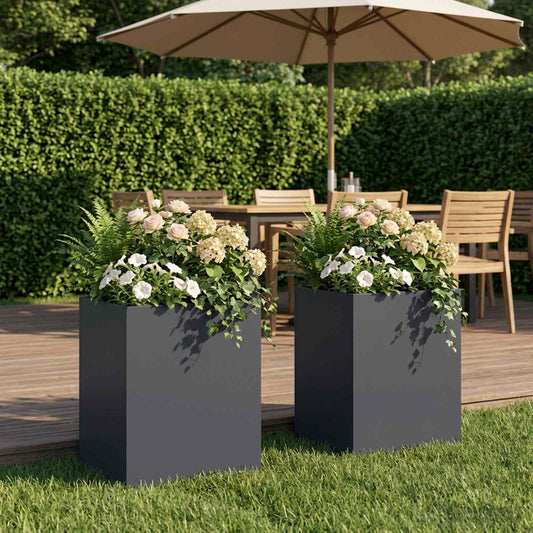Garden Planter 2 pcs Anthracite 40 x 30 x 40 cm