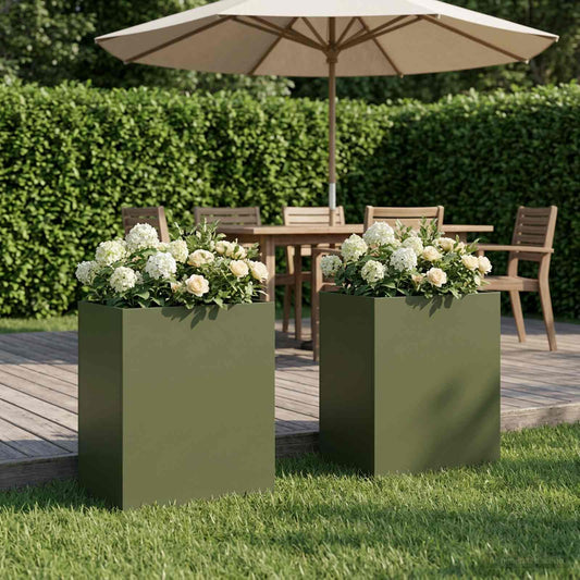 Garden Planter 2 pcs Olive Green 40 x 30 x 40 cm