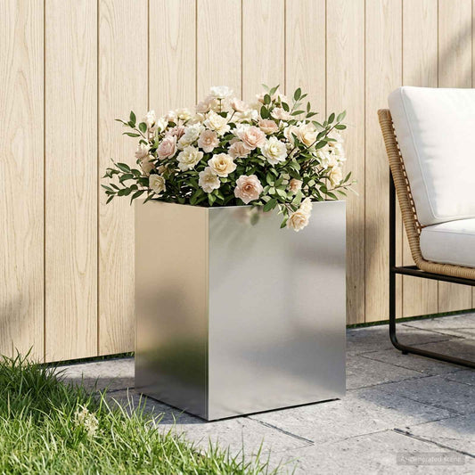 Garden Planter Silver 40 x 30 x 40 cm Stainless Steel