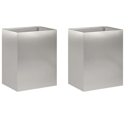 Garden Planter 2 pcs Silver 40 x 30 x 40 cm Stainless Steel