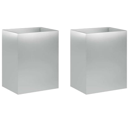 Garden Planter 2 pcs Silver 40 x 30 x 40 cm Galvanised Steel