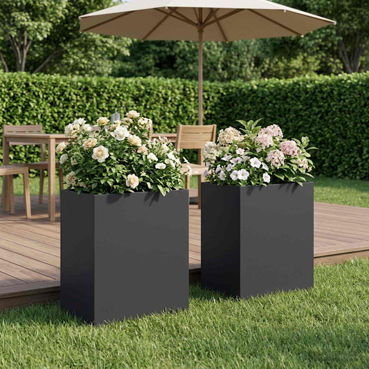 Garden Planter 2 pcs Black 40 x 30 x 50 cm Cold-rolled Steel