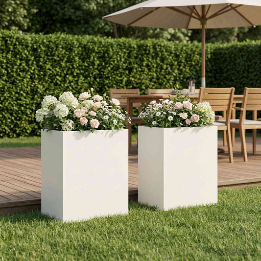 Garden Planter 2 pcs White 40 x 30 x 50 cm Cold-rolled Steel
