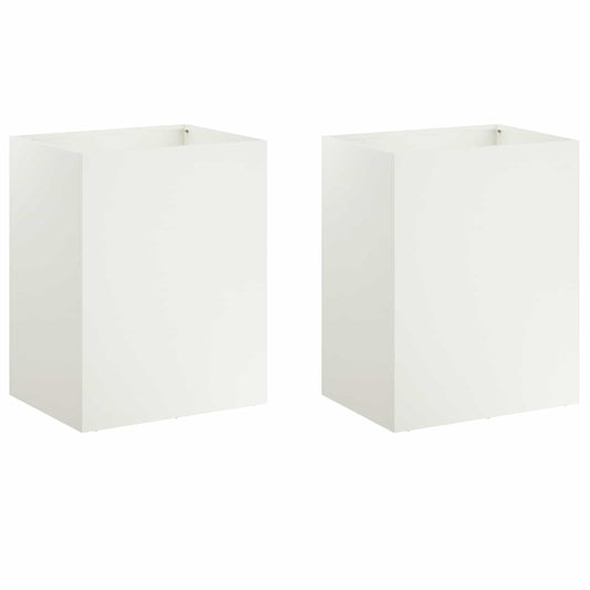 Garden Planter 2 pcs White 40 x 30 x 50 cm Cold-rolled Steel
