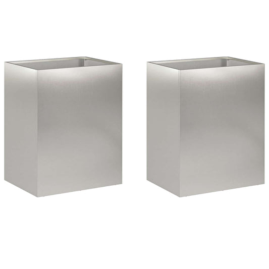 Garden Planter 2 pcs Silver 40 x 30 x 50 cm Stainless Steel