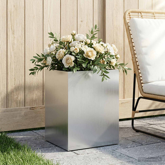 Garden Planter Silver 40 x 30 x 50 cm Galvanised Steel