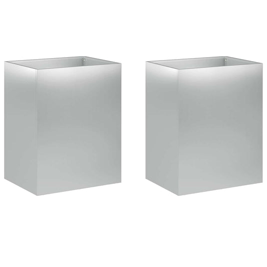Garden Planter 2 pcs Silver 40 x 30 x 50 cm Galvanised Steel
