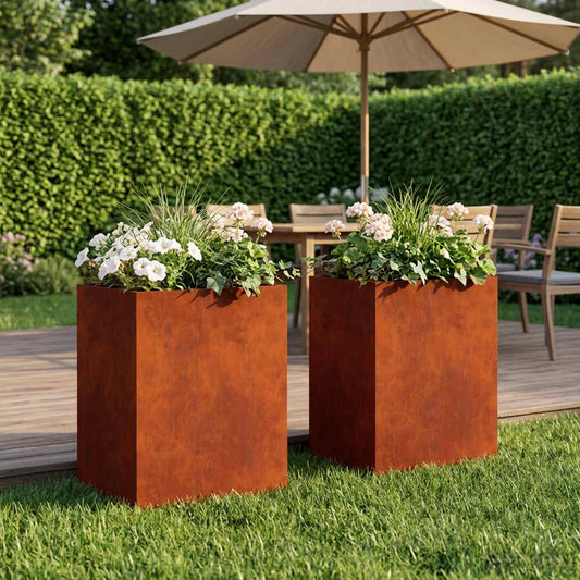 Garden Planter 2 pcs Rusty 40 x 30 x 50 cm Weathering Steel