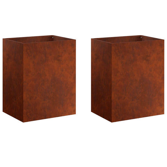 Garden Planter 2 pcs Rusty 40 x 30 x 50 cm Weathering Steel