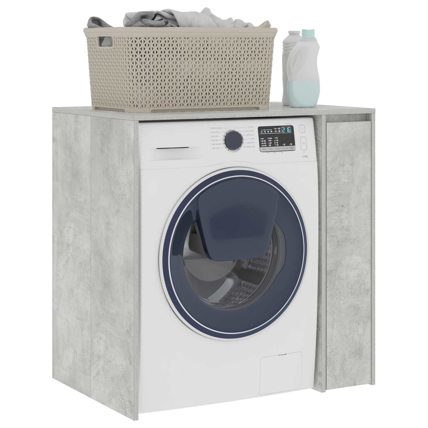 Wash Machine Cabinet with Storage Concrete gray 87 x 60 x 89 cm