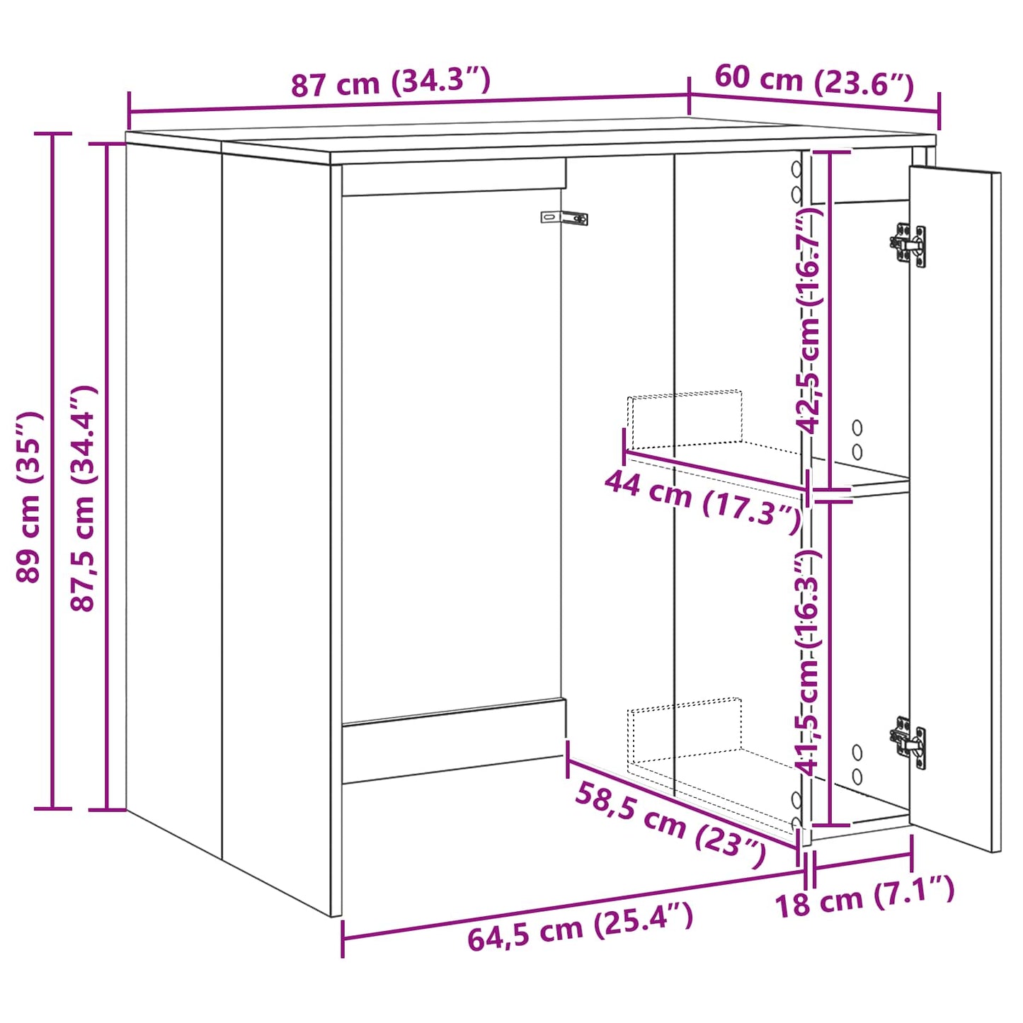Wash Machine Cabinet with Storage Grey Sonoma 87 x 60 x 89 cm