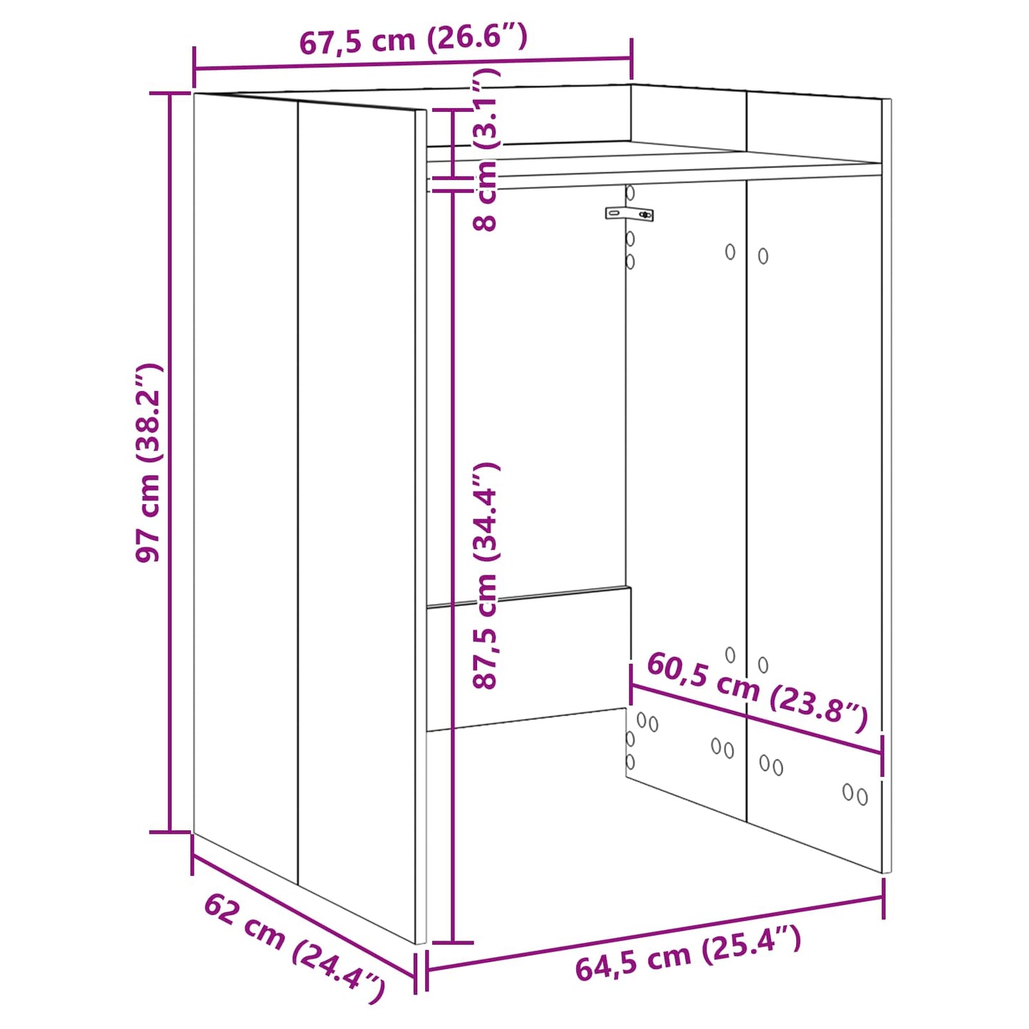 Wash Machine Cabinet White 67.5 x 62 x 97 cm Engineered wood