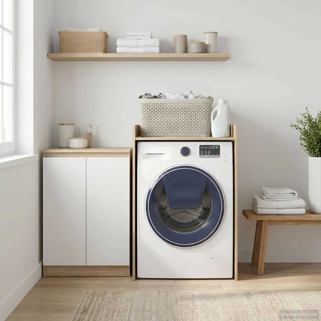 Wash Machine Cabinet with Storage Sonoma Oak 67.5 x 62 x 97 cm