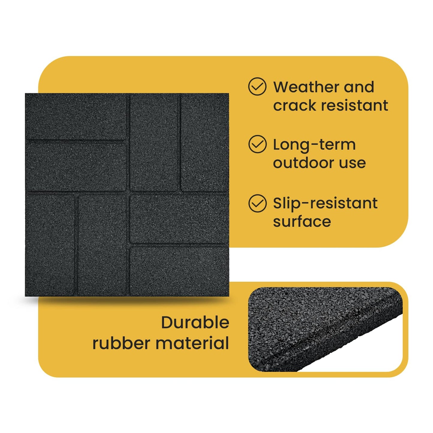 Stepping Stone 6 pcs Black 40.5 x 40.5 x 2 cm Rubber