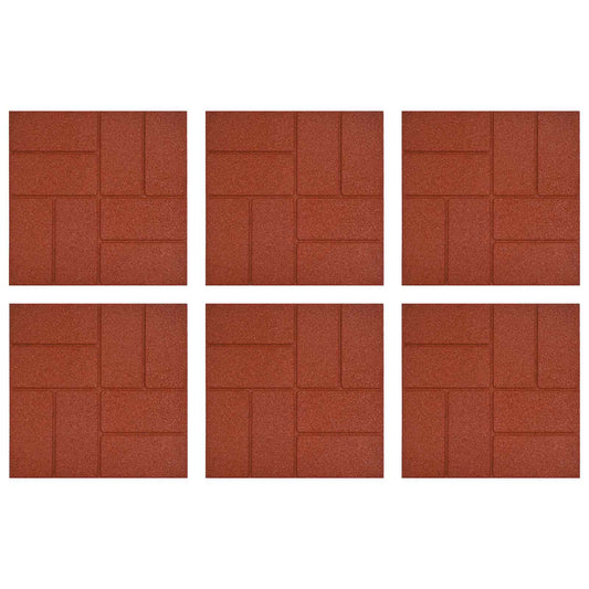 Stepping Stone 6 pcs Red 40.5 x 40.5 x 2 cm Rubber