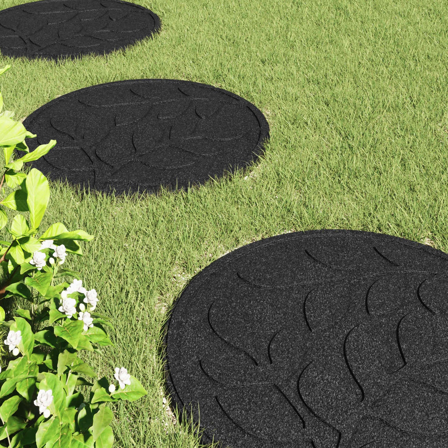 Stepping Stone 6 pcs Black Ø 44 x 2 cm Rubber