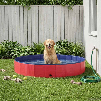 Dog Pool Folding Red Ø200 x 30 cm Thick PVC