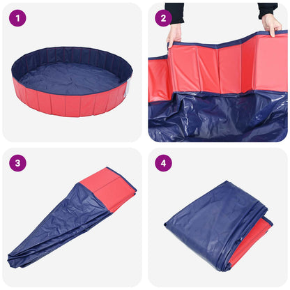 Dog Pool Folding Red Ø200 x 30 cm Thick PVC