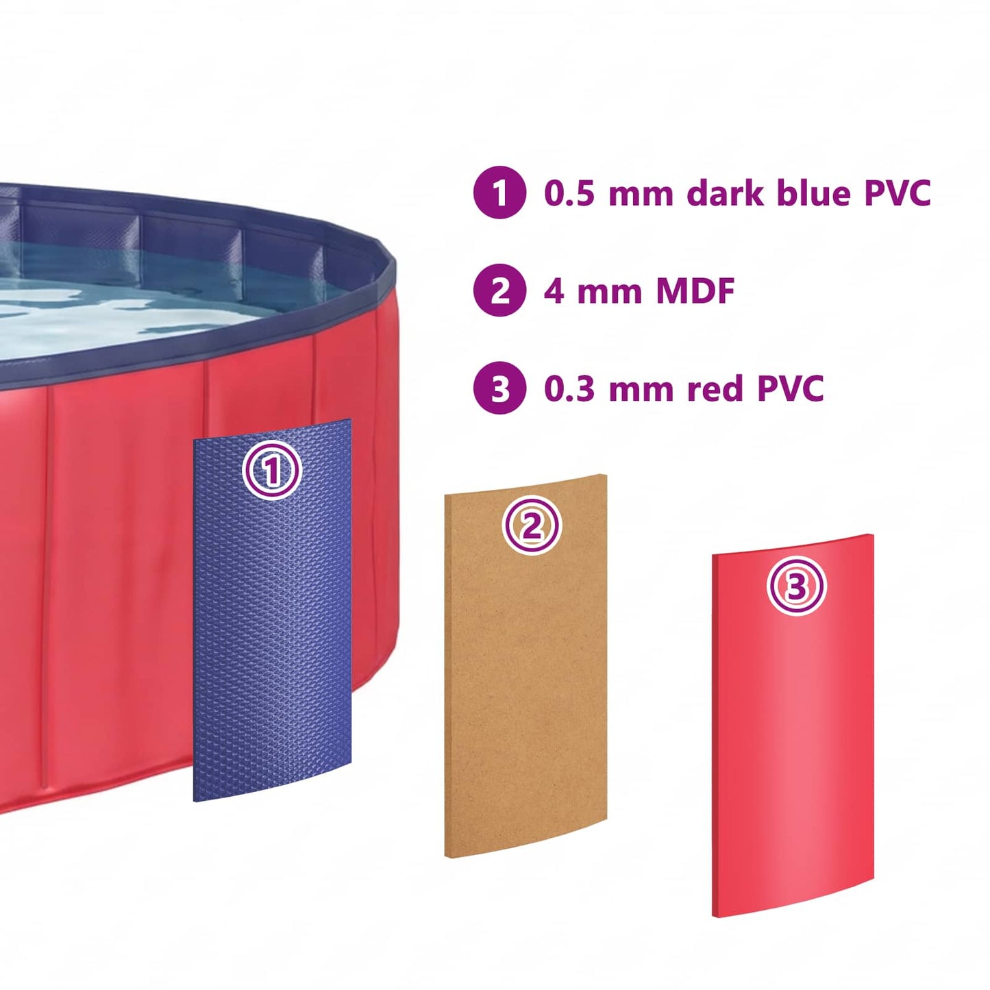 Dog Pool Folding Red Ø200 x 30 cm Thick PVC