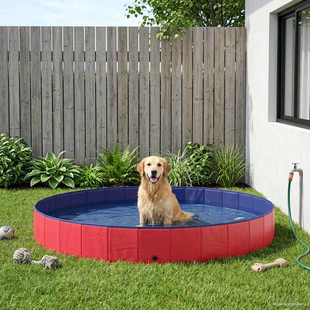 Dog Pool Folding Red Ø300 x 38 cm Thick PVC