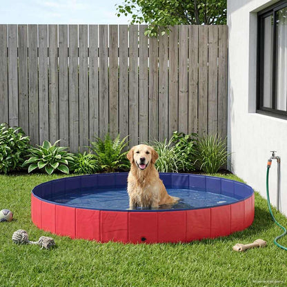 Dog Pool Folding Red Ø300 x 38 cm Thick PVC