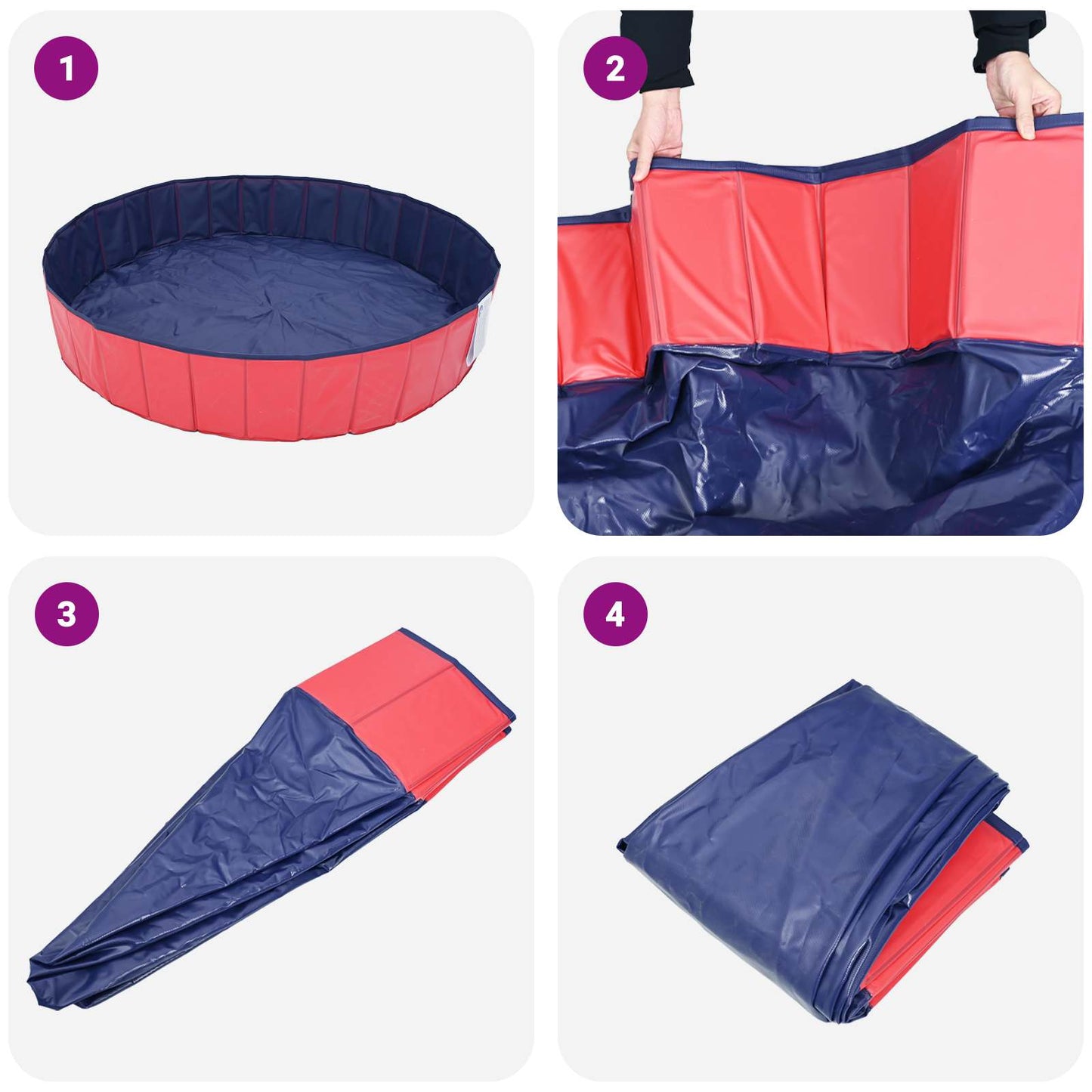 Dog Pool Folding Red Ø300 x 38 cm Thick PVC
