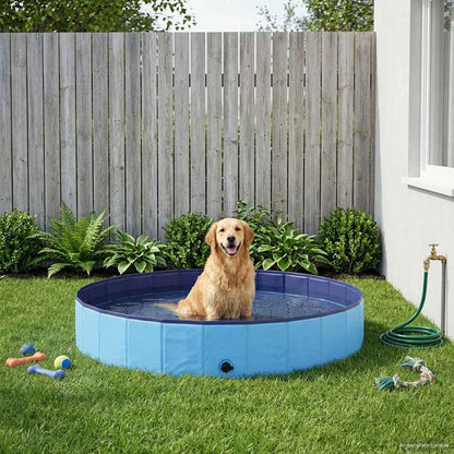 Dog Pool Folding Blue Ø200 x 30 cm Thick PVC