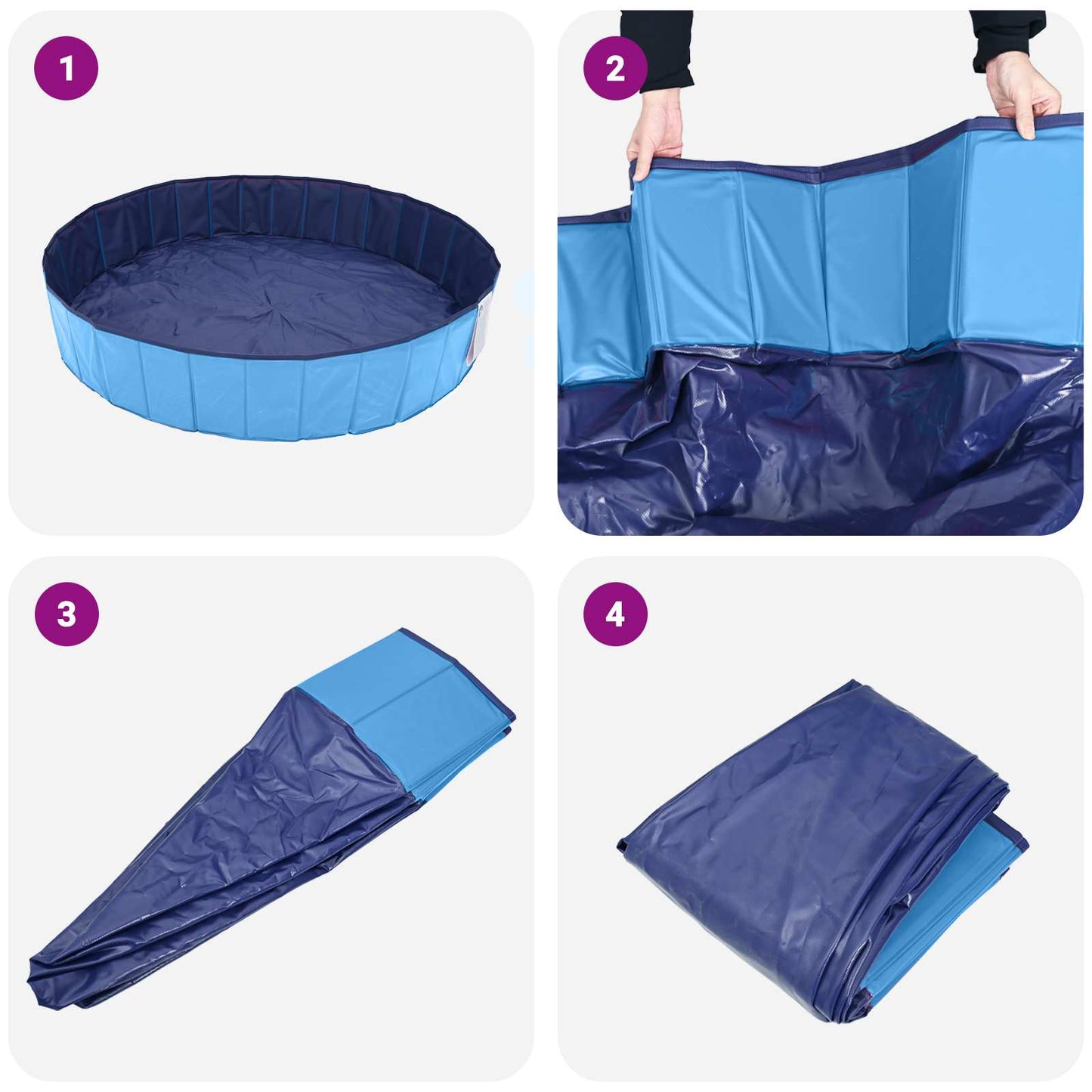 Dog Pool Folding Blue Ø200 x 30 cm Thick PVC