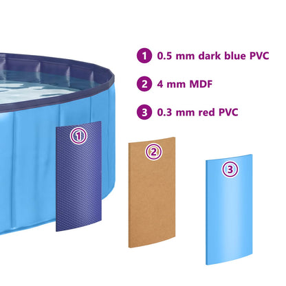 Dog Pool Folding Blue Ø300 x 38 cm Thick PVC