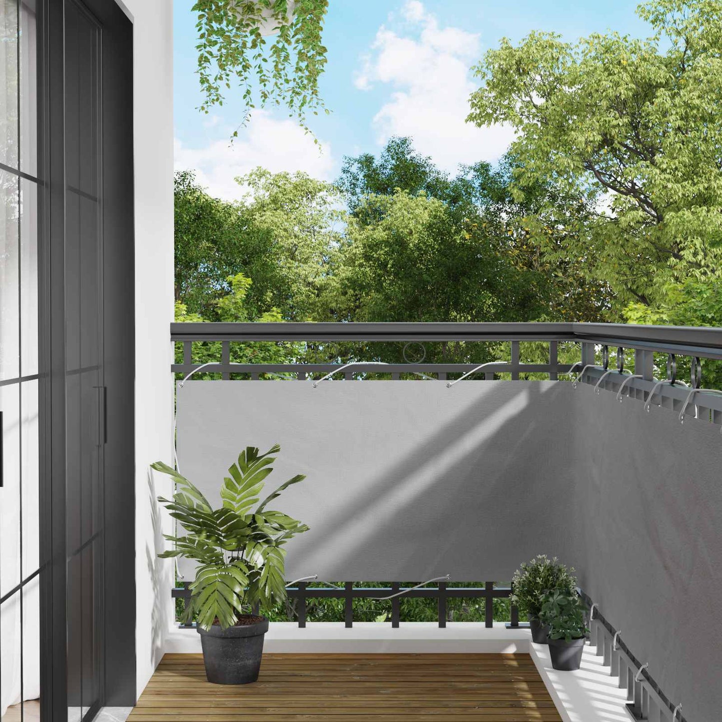 Balcony Screen Light Grey 75 x 200 cm PU coated oxford alu