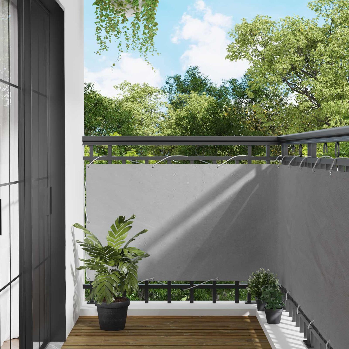 Balcony Screen Light Grey 100 x 400 cm Oxford Fabric