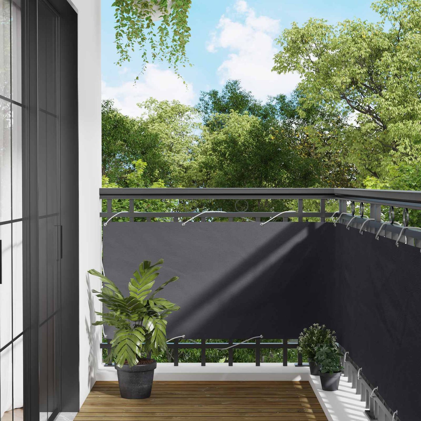 Balcony Screen Anthracite 75 x 200 cm PU coated oxford alu