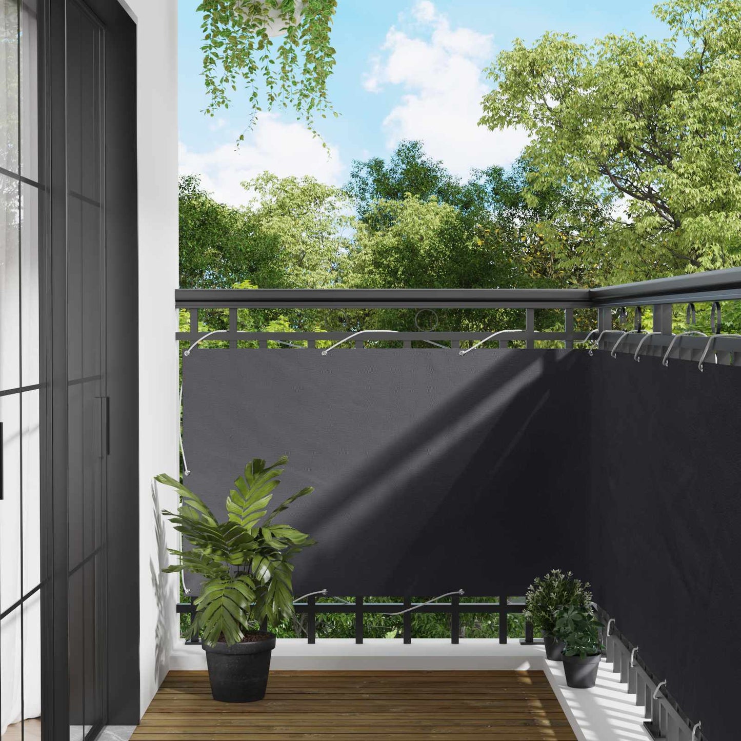 Balcony Screen Anthracite 100 x 400 cm Oxford Fabric