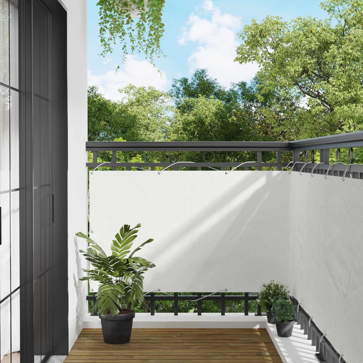 Balcony Screen White 100 x 400 cm Oxford Fabric