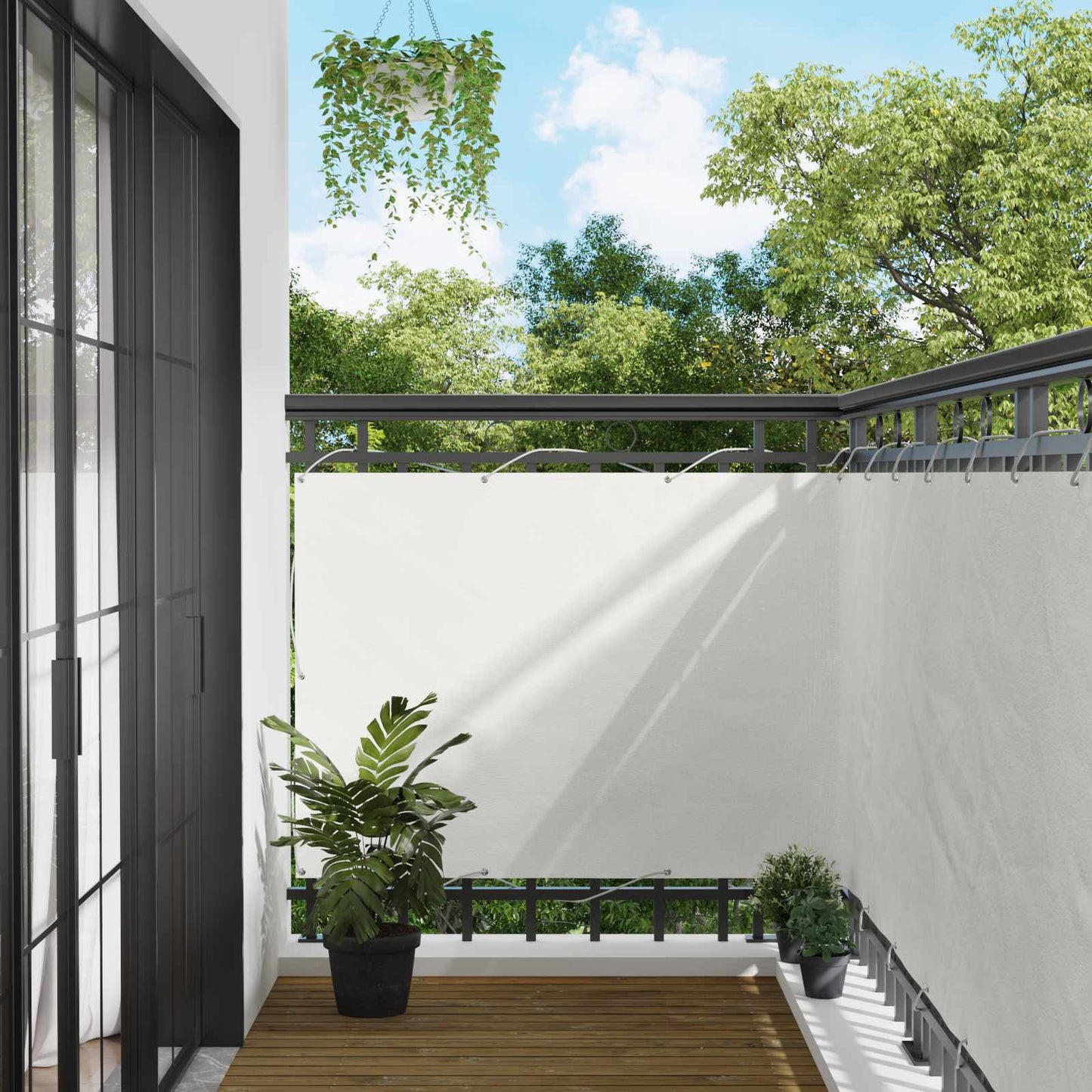 Balcony Screen White 120 x 200 cm PU coated oxford alu