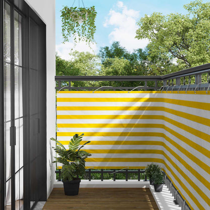 Balcony Screen Yellow and White 110 x 200 cm Oxford Fabric