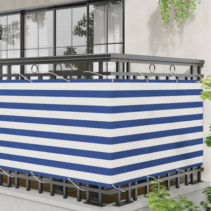 Balcony Screen Blue and White 100 x 400 cm Oxford Fabric