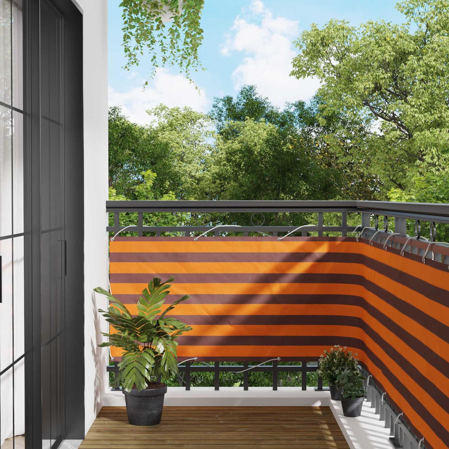 Balcony Screen Orange and Brown 75 x 200 cm