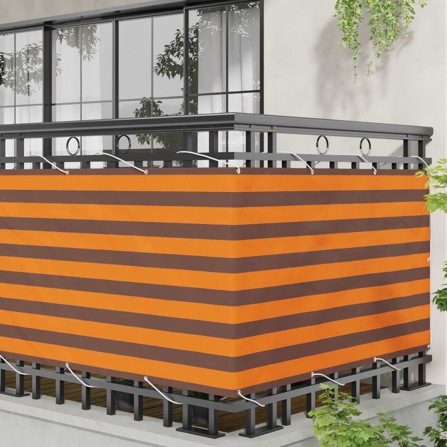 Balcony Screen Orange and Brown 100 x 300 cm Oxford Fabric