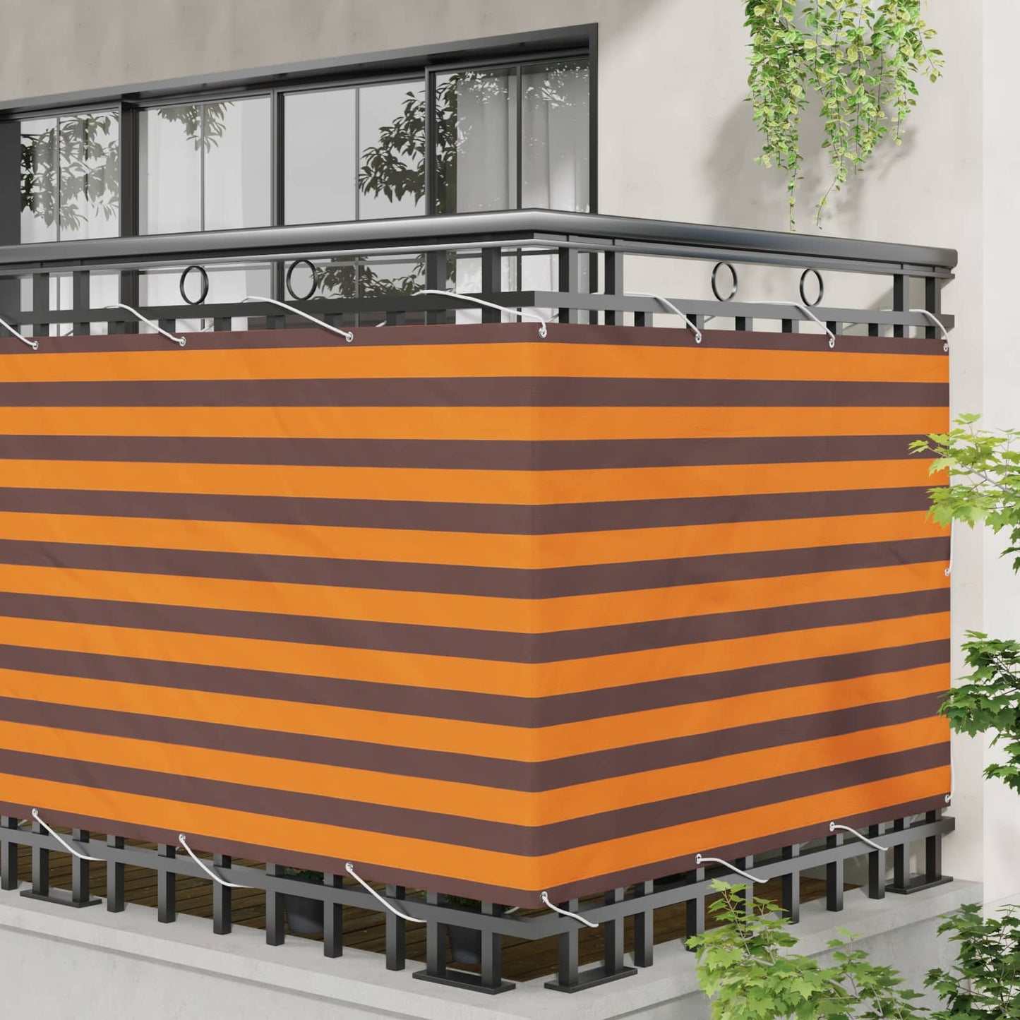 Balcony Screen Orange and Brown 110 x 500 cm Oxford Fabric