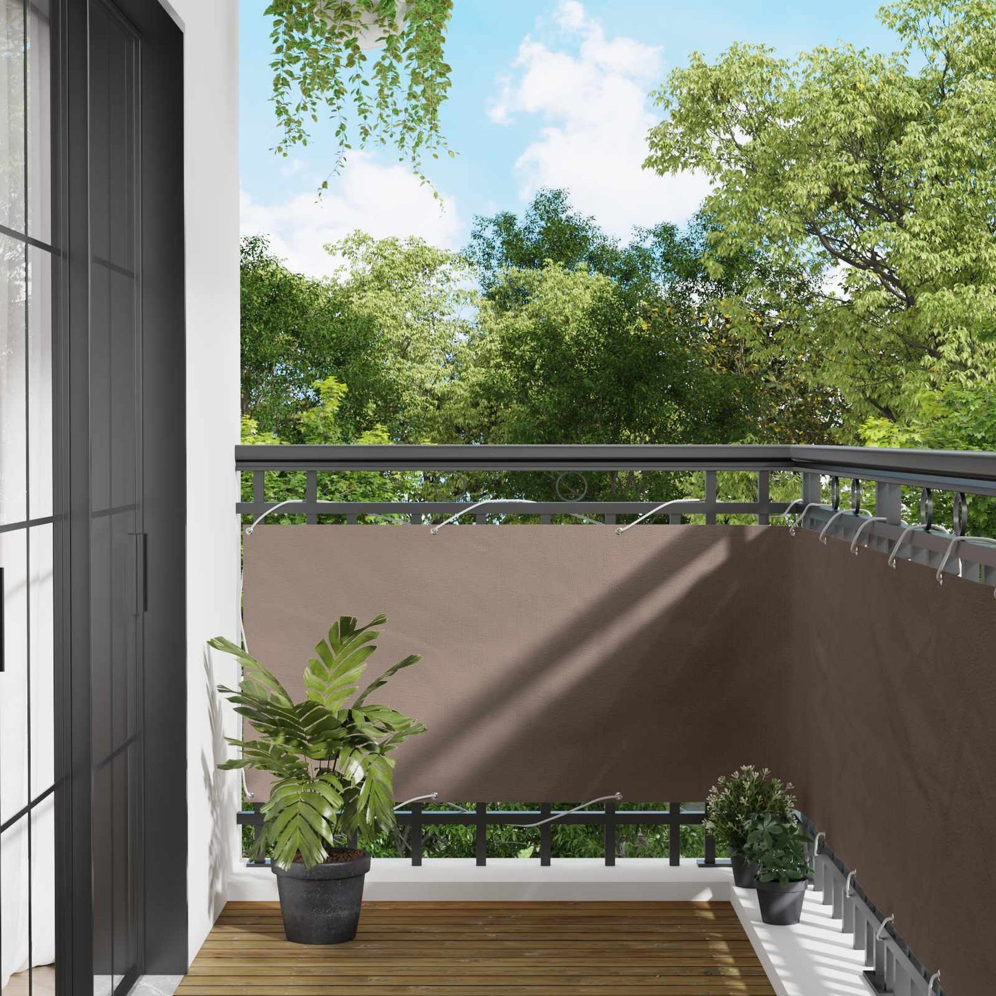 Balcony Screen 75 x 200 cm PU coated oxford alu