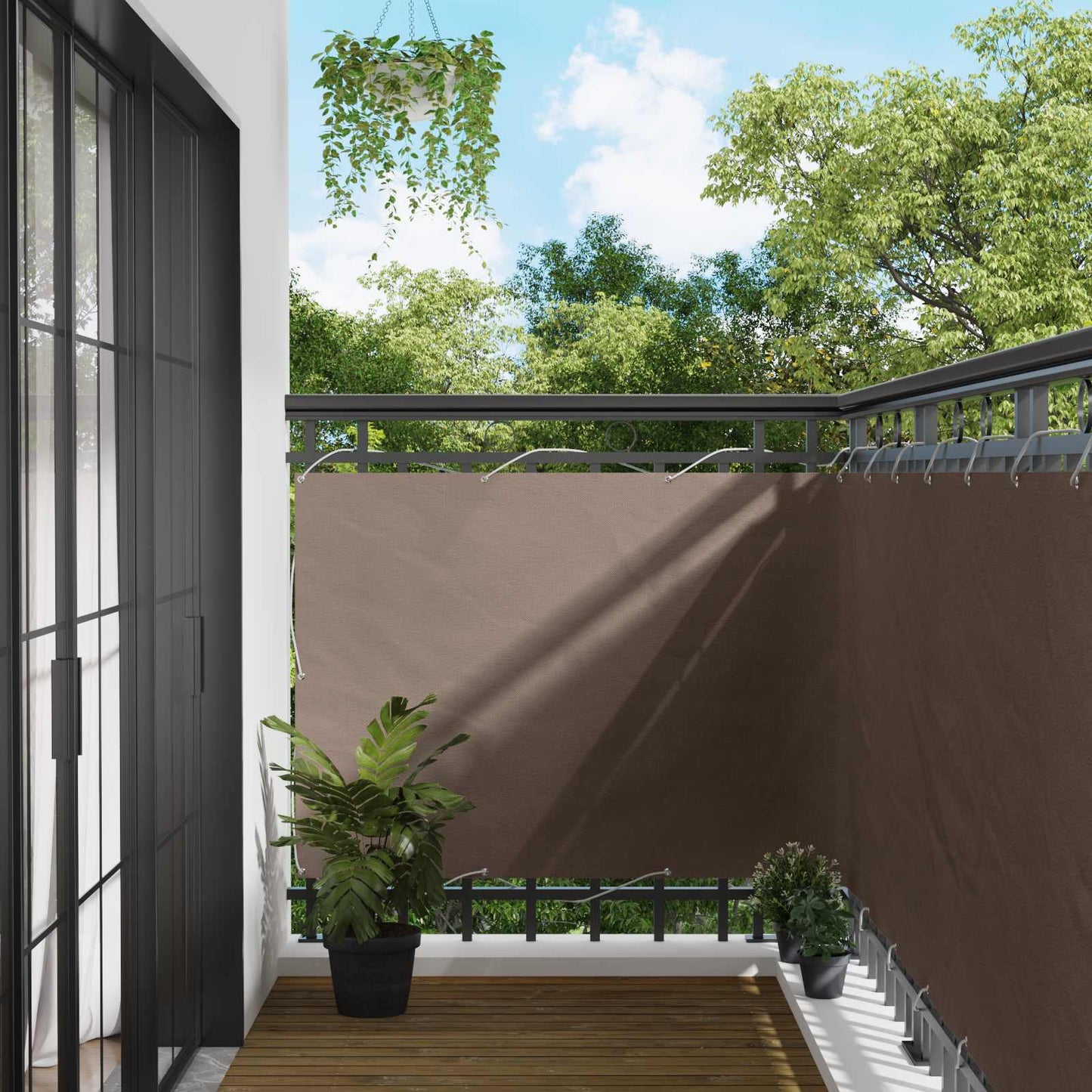Balcony Screen Taupe 110 x 800 cm Oxford Fabric