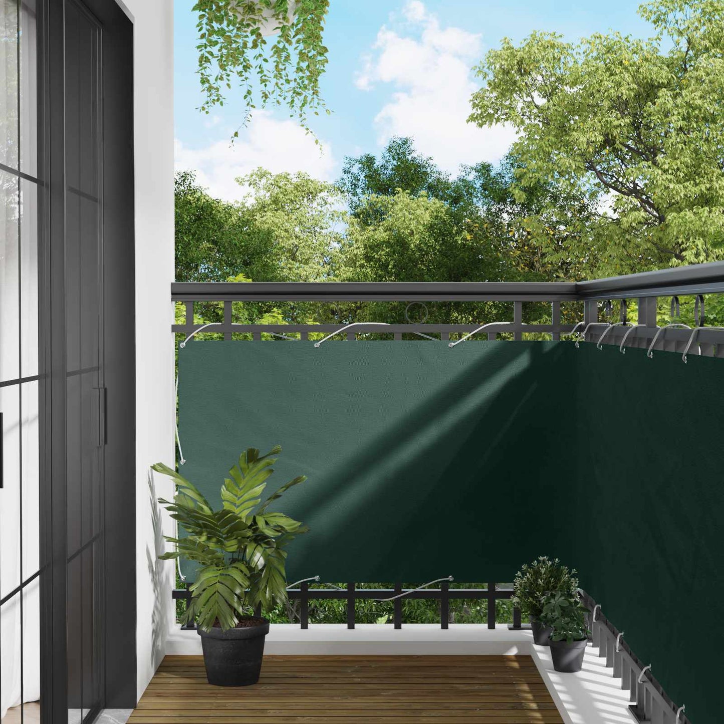 Balcony Screen Dark Green 100 x 500 cm Oxford Fabric