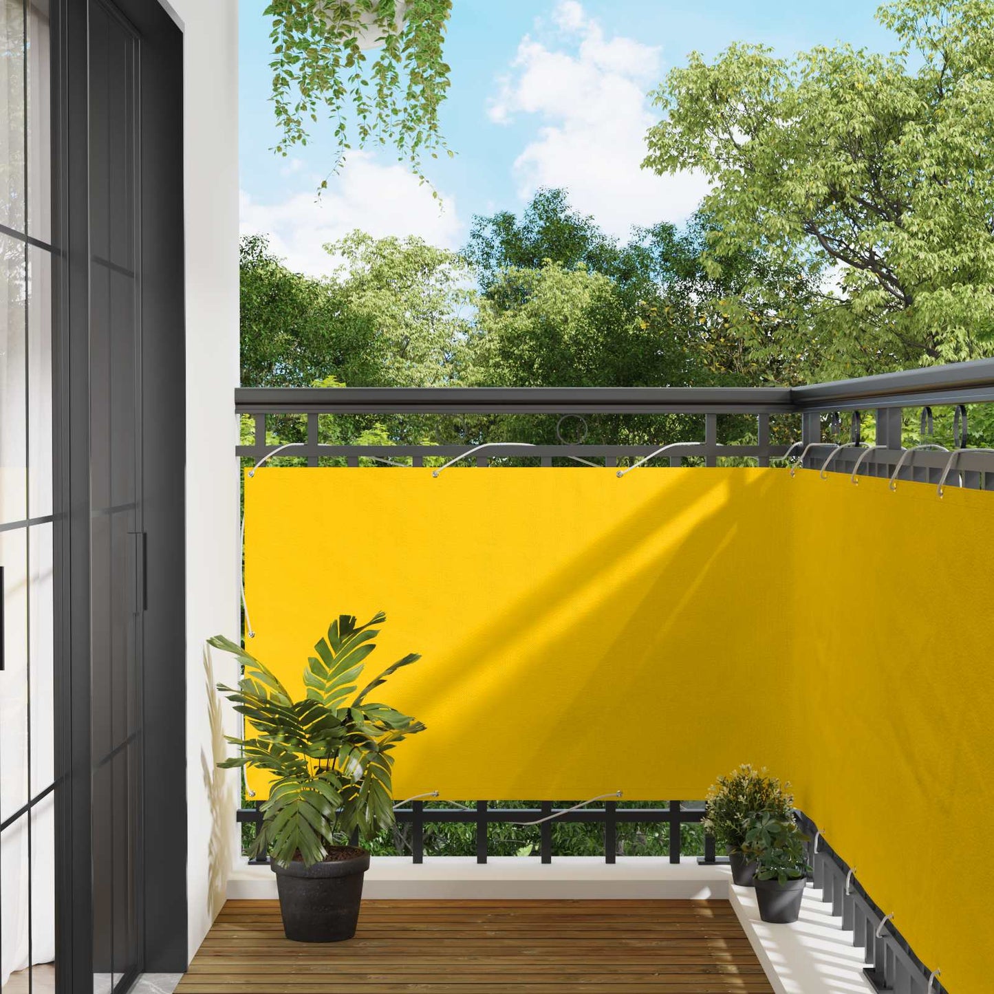 Balcony Screen Yellow 100 x 600 cm Oxford Fabric