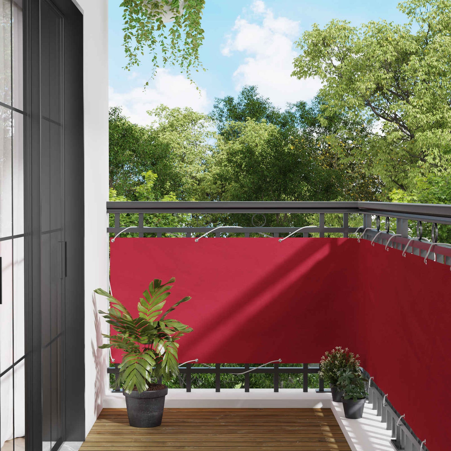 Balcony Screen Red 75 x 200 cm PU coated oxford alu