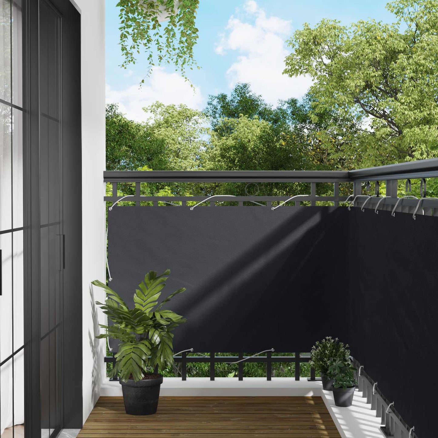 Balcony Screen Black 100 x 300 cm Oxford Fabric