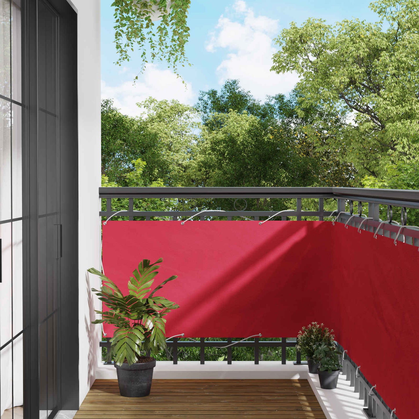 Balcony Screen Burgundy 75 x 300 cm Oxford Fabric